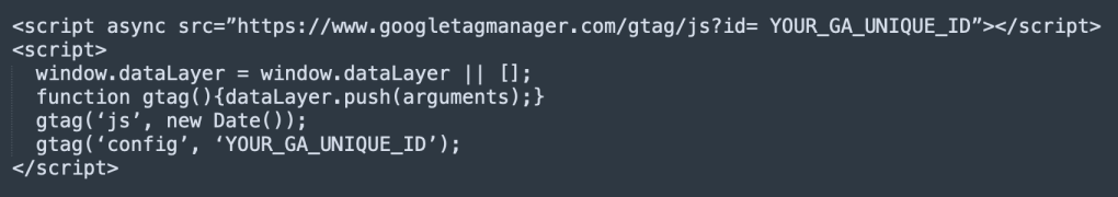 JavaScript code for enabling Google Analytics to a website